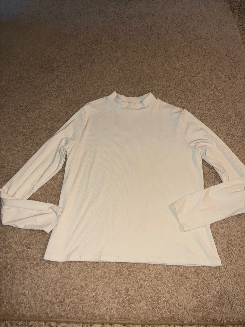 Women's Simple White Long Sleeve Mock Neck Top size 2XL